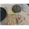 Image 4 : Large Fry Pan, Salad Spinner, Strainer, BBQ Veggie Cooker, Corks