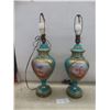 Image 1 : 2 Matching Porcelain Vase Lamps 27'' H No Shades
