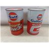Image 3 : 6 Oil Cans 1 Quart/Liter Size Gulf and Shell with Product