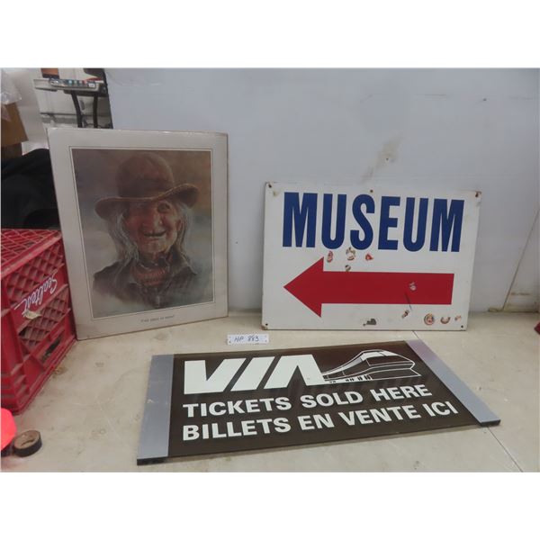 2 Signs Wood Museum 16x24 Via Train Plexi 