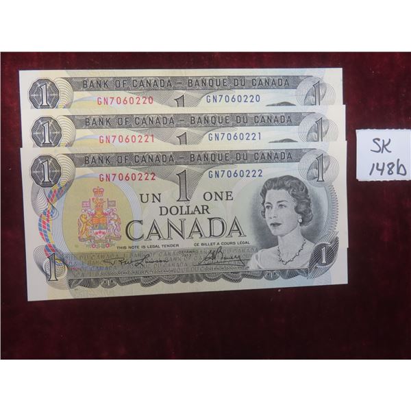(3) Uncirculated 1973 $1 Bills with Consecutive Serial#s 