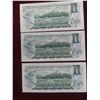 Image 2 : (3) Uncirculated 1973 $1 Bills with Consecutive Serial#s 