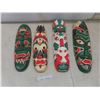 Image 1 : 4 Wood Carved Masks 19" x 6"