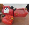 Image 2 : 2 Vintage Gas Cans and 3 Poly Gas Cans