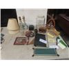Image 1 : 2 Night Stand Lamps (Some Damage) Cast Match Holder, Travel Crib Boards, Pencil Sharpeners, Wood Can
