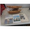 Image 1 : 2 Wooden Ships - Largest 21 x 4 1/2 x 3 3/4 + Magazines