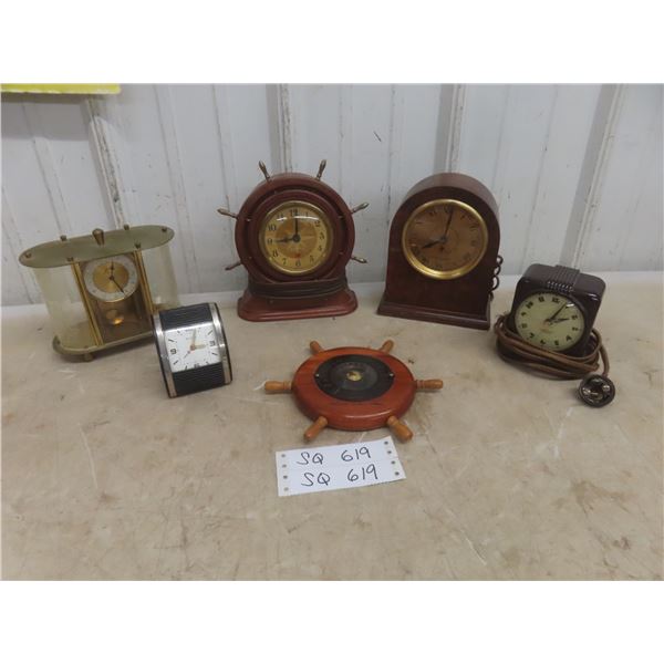 Vintage Electric Clocks, Travel Clock, 8 Day Clock, Thermometer