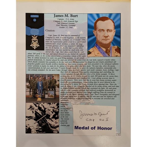 WW2 James M. Burt Signed Bio Page