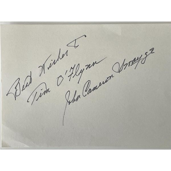 Commentator John C. Swayze autograph note