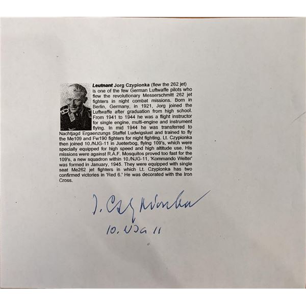 WW2 German Pilot Signed Page