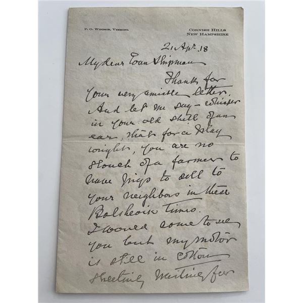 William M. Folger signed letter
