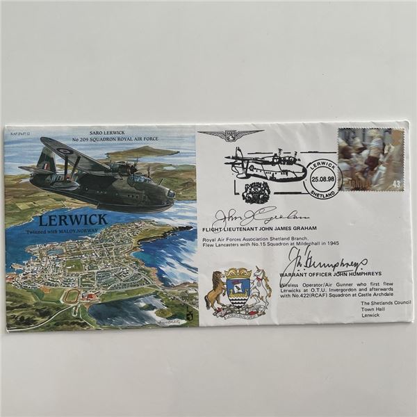Royal Air Force signed cover autographed by Flight Lieutenant John James Graham and Warrant Officer 