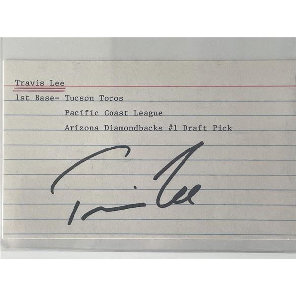 Baseball player Travis Lee autograph note