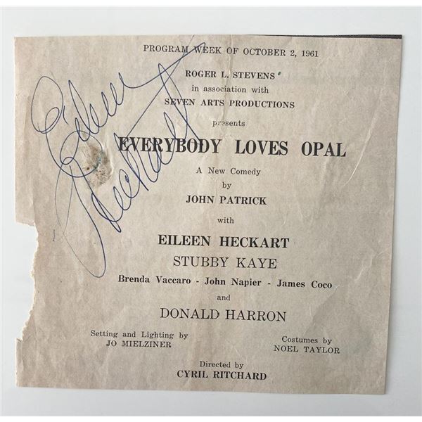 Eileen Heckart signed newspaper clipping