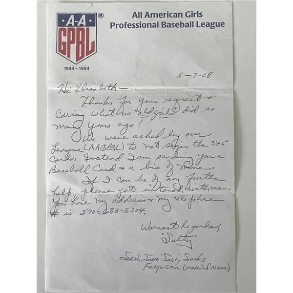 Girls baseball Sarah Sands signed note