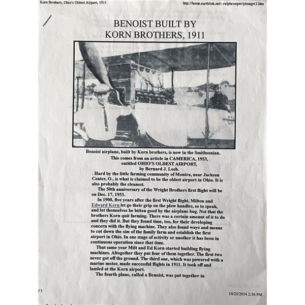 Korn Brothers unsigned background article