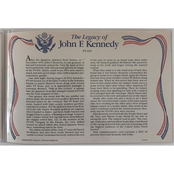 John F. Kennedy commemorative cover with coin