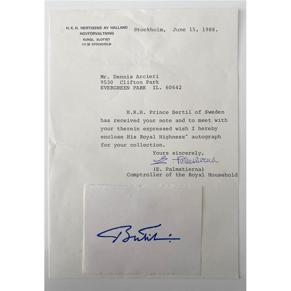 Prince Bertil, Duke of Halland original signature