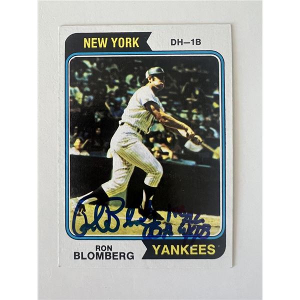 New York Yankees Ron Blomberg signed autograph card