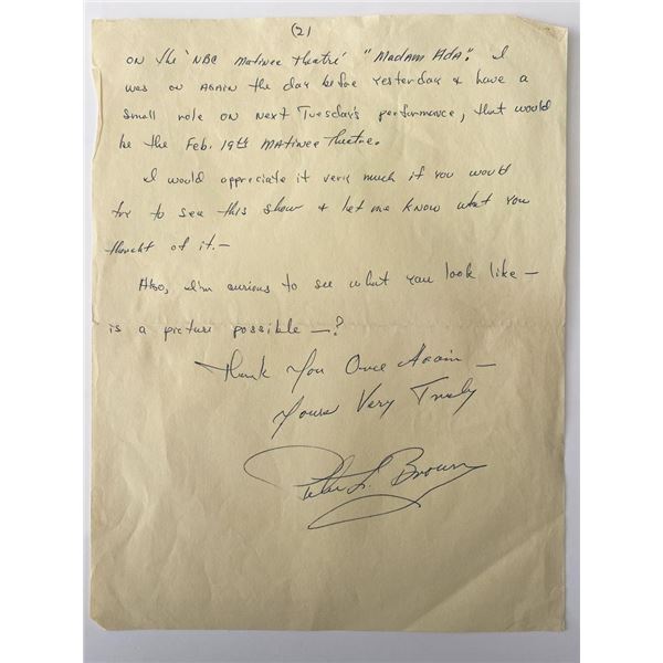 Peter Brown signed letter