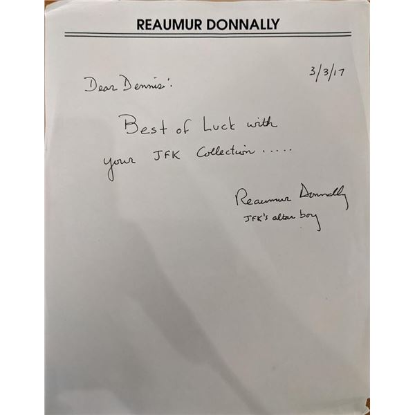 JFK's Altar Boy Signed Note