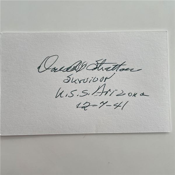 WWII Pearl Harbor Survivor Donald Stratton original signature