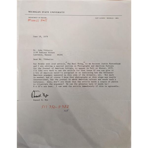 MSU Russel B. Nye Signed Letter