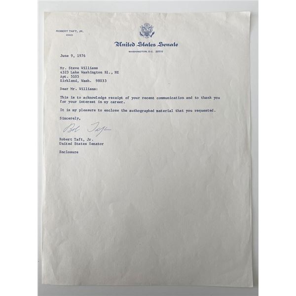 Ohio Senator Robert Taft Jr. signed letter
