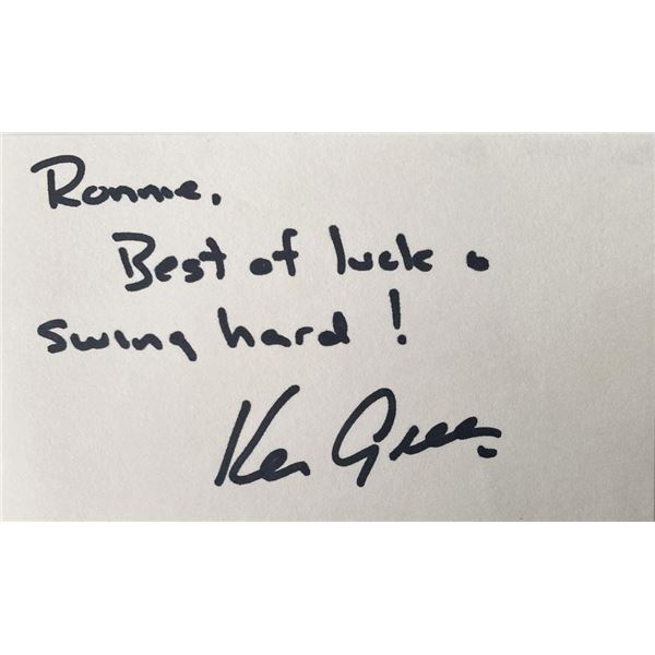PGA champion  Ken Green signed note