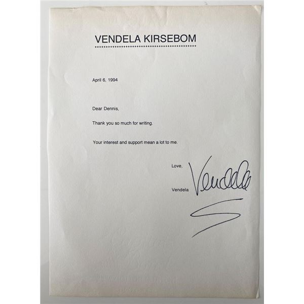 Vendela Kirsebom signed letter