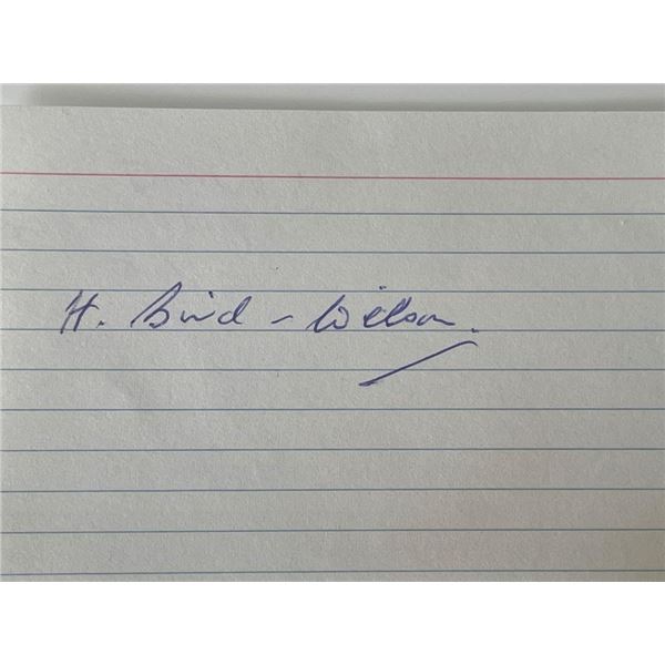 WW2 flying ace H. Bird-Wilson autograph note