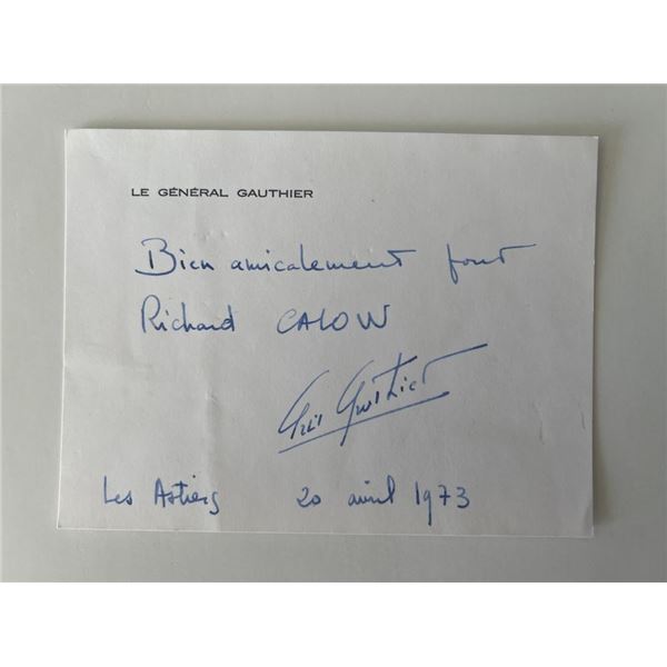 Jean-Robert Gauthier signed note