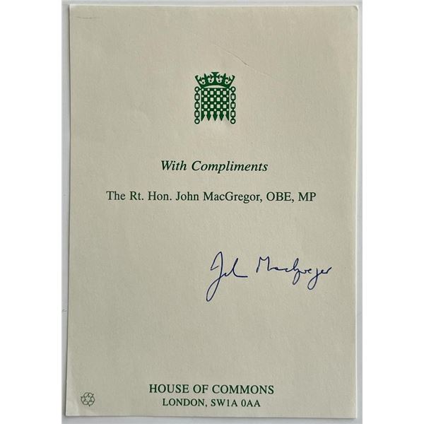 Member of Parliament John MacGregor signed note