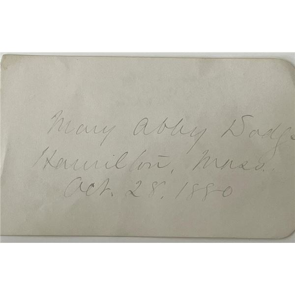 Author Mary A. Dodge autograph note