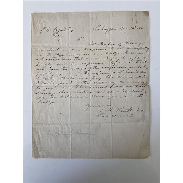 J.R Hawkins  signed letter