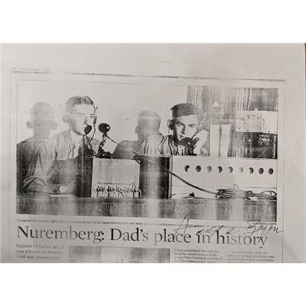 Reporter Hal Bergen Signed Page