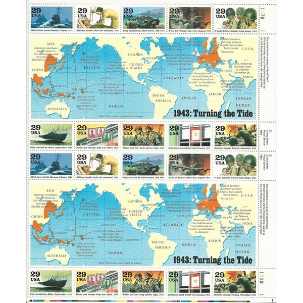 WW II 1943 Turning The Tide Stamps