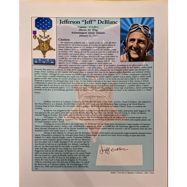 WW2 Jefferson DeBlanc Signed Bio Page