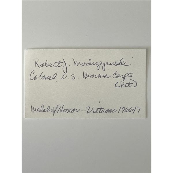 US Marine Robert Robert J. Modrzejewski autograph note