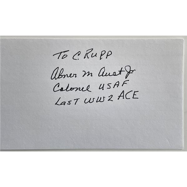 WW2 flying ace Abner M. Aust Jr. signed note