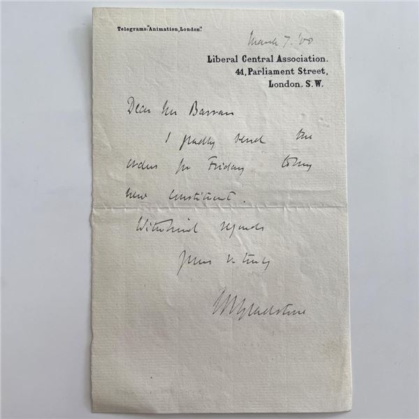 Liberal Central Association London Signed Letter