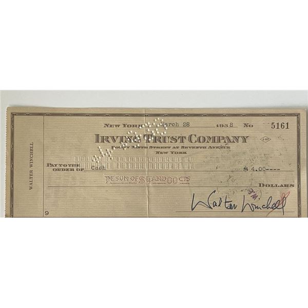 Columnist Walter Winchell signed check