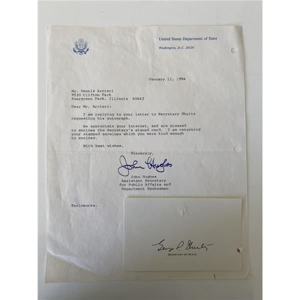 United States Secretary of State George Shultz signed letter