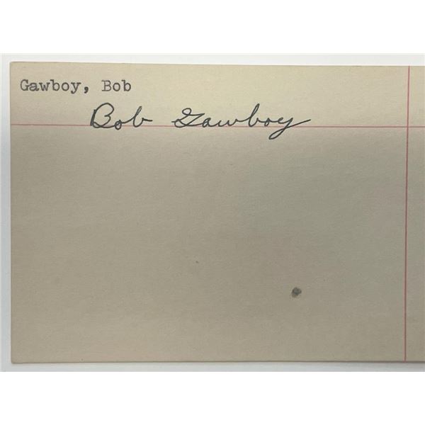 Swimming champion Bob Gawboy autograph note