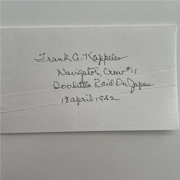 WW2 Dolittle Raid Frank A. Kappeler original signature