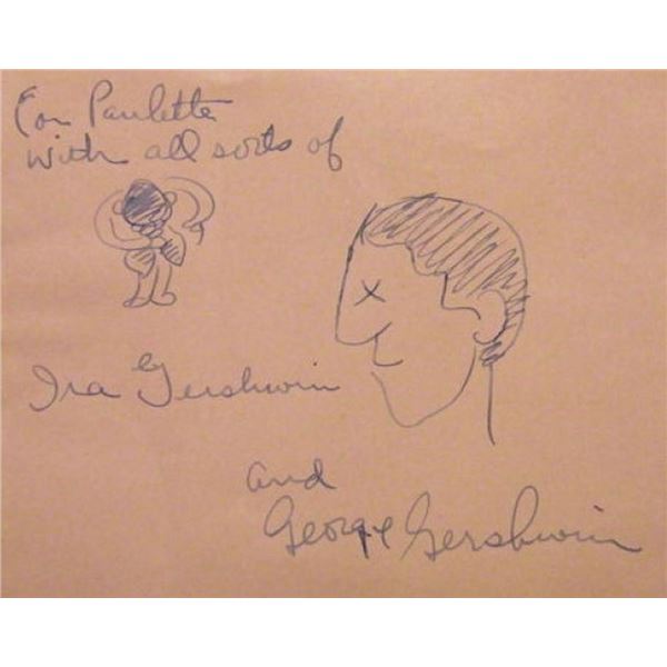 George Gershwin and Ira Gershwin signature slip