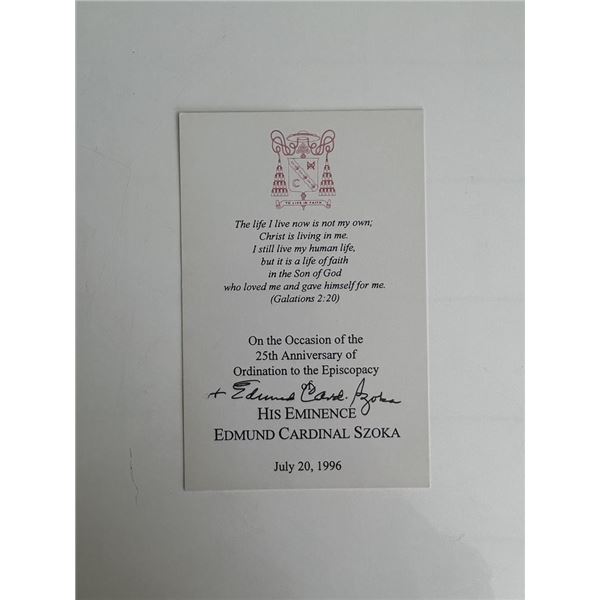 Edmund Casimir Szoka signed card