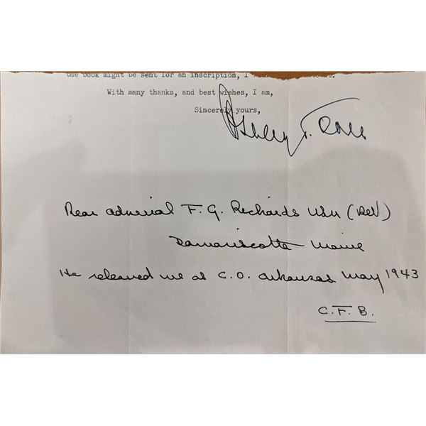 WW2 Admiral F.G. Richards Original Signature