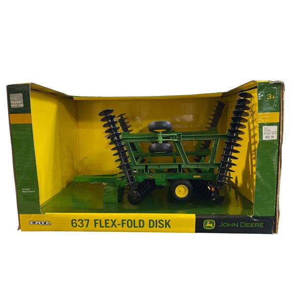 John Deere 637 Flex-Fold Disk Die Cast Metal Replica 1/16 Scale In Original Box