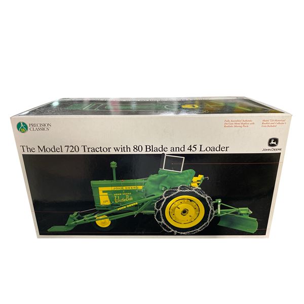 John Deere Precision Classics 18 The Model 720 Tractor w/80 Blade and 45 Loader 1/16 Scale 15165 In